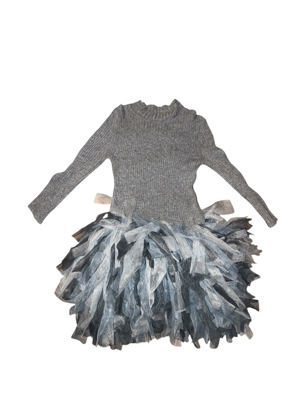 Monnalisa Made In Italy Gray Bodice girls Ruffle Dress Sz 4 Matching cardigan